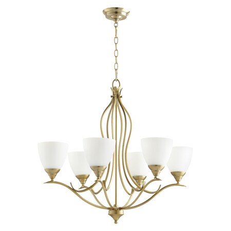 Quorum Fall Flora 6Lt Gls Aged Brass 614-6-80